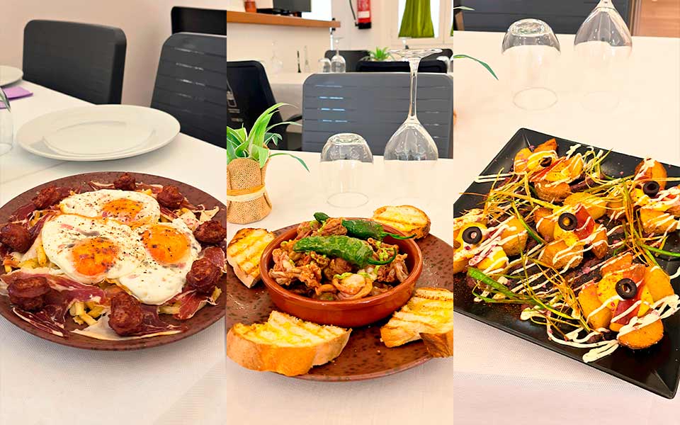 Plato de cocina aragonesa servido en Restaurante Oleum Belchite